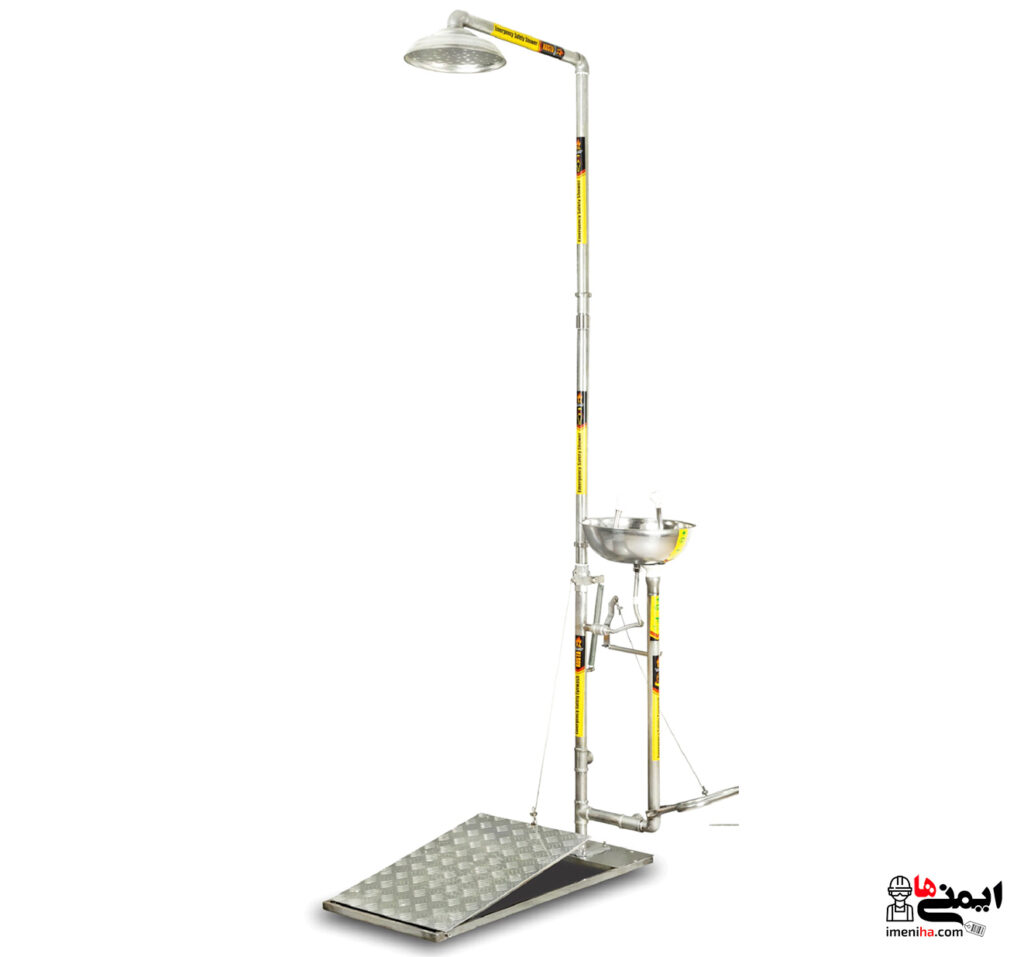 دوش و چشم شوی ایمنی پدالی تمام استنلس استیل مدل PSS316-PSH-E