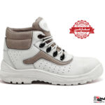 کفش ایمنی کار مردانه ساق بلند و سفارشی ارک مدل ریما چرم سفید