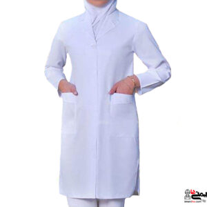 روپوش بلند سفید کار و پزشکی سه جیب زنانه - مرجع لباس فرم کار